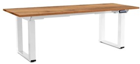 Masă înălțime reglabilă OfficeTech Strong 200 x 80 cm, picioare albe, stejar auriu