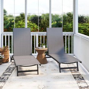 Outsunny Set de 2 Șezlonguri Rabatabile pe 5 Niveluri, Șezlonguri din Aluminiu și Țesătură Respirabilă, 66x165x102 cm, Albastru | Aosom Romania