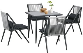 Outsunny Set Mobilier de Grădină 5 Piese, Set Masa Exterior pentru Terasă, Masa și Scaune cu Perne, Design Elegant | Aosom Romania