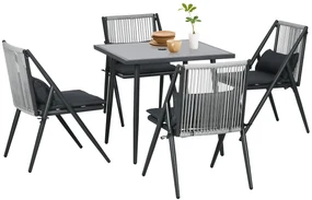 Outsunny Set Mobilier de Grădină 5 Piese, Set Masa Exterior pentru Terasă, Masa și Scaune cu Perne, Design Elegant | Aosom Romania
