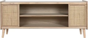 Comoda TV natur , din lemn de paulownia si rattan „Boho Chic”