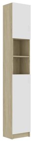 802881 vidaXL Dulap de baie, alb și stejar Sonoma, 32x25,5x190 cm, PAL