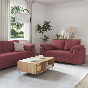 vidaXL Set canapea, 3 piese, perne bordo, textil