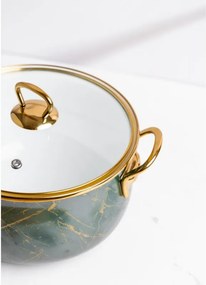 La mâna a doua: Aragaz Goldmann GM 8017-22G, 5l, 22x14 cm, Emailat, Inducție, Capac din sticlă, Verde smarald