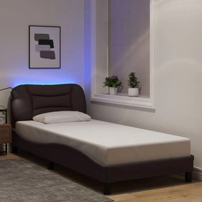 3213665 vidaXL Cadru de pat cu lumini LED, maro închis, 80x200 cm, textil