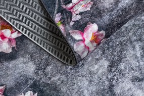 ANDRE 28170 covor lavabil Flori anti-alunecare - gri / roz