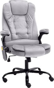 vidaXL Scaun de masaj pentru birou, gri deschis, catifea