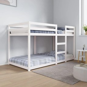 821655 vidaXL Pat supraetajat, alb, 90x200 cm, lemn masiv de pin