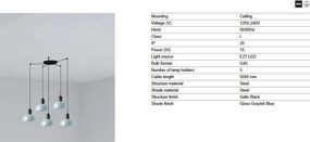 Lustra cu 5 pendule metal TATAWIN S blue