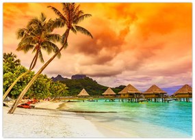 Tablou pe sticlă - Insula Bora Bora (70x50 cm)