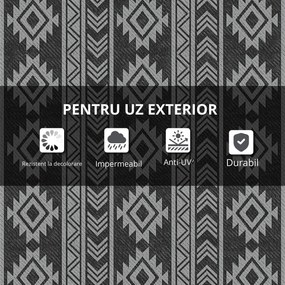 Outsunny Covor Exterior Reversibil, 1,8 x 2,75m, Impermeabil pentru Curte, Veranda, Picnic, Plaja, Camping, Negru si Gri | Aosom Romania