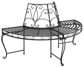 318824 vidaXL Bancă circulară de copac, negru, Ø160 cm, oțel