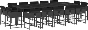 vidaXL Set mobilier de grădină cu perne, 15 piese, negru, poliratan