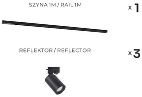 Zuma Line 3554 - Spot pentru șină TORE 3xGU10/35W/230V, negru