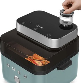 Friteuza cu aer cald Smeg Collezione AFC01EGMAU, 1450 W, 7,3 l, 40-200°C, 7 programe, Mod dublu, Comandă tactila, Timer, LED, Verde