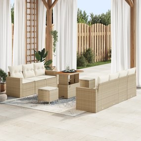 vidaXL Set canapele de grădină , 10 piese, din rattan poligonal bej și acacia.