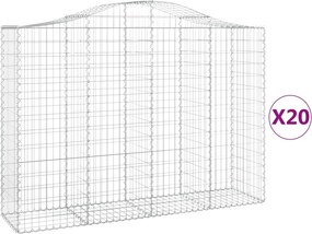 vidaXL Coșuri gabion arcuite 20 buc, 200x50x140/160cm, fier galvanizat