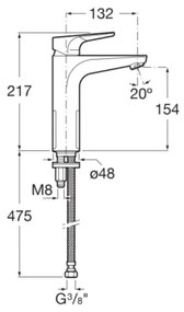 Roca A5A3D90C00 - Baterie lavoar ATLAS 21,7 cm, crom lucios