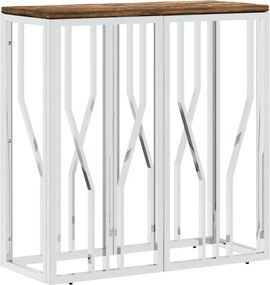 vidaXL Măsuță consolă, argintiu, oțel inoxidabil/lemn masiv reciclat