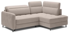 Colțar maro deschis extensibil/cu spațiu de depozitare cu tapițerie din catifea (cu colț pe partea dreaptă/în formă de ”L”) Barea – ELTAP