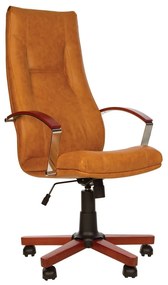 Scaun directorial King Wood, brun deschis, piele ecologica
