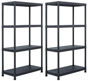 vidaXL Rafturi de depozitare, 2 buc. negru, 60 x 30 x 138 cm plastic