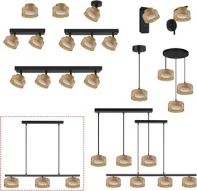 Brilagi - Lustră suspendată pe cablu AURA LUX 3xGX53/30W/230V negru/auriu