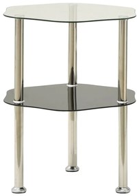 vidaXL Masă laterală 2 niveluri transparent/negru 38x38x50 cm sticlă