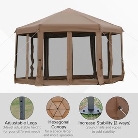 Outsunny Foisor de Gradina pliabil cu Plasa de tantari 3.6x3.6x2.6m Maro