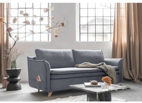 Canapea gri extensibilă cu tapițerie din catifea 225 cm Charming Charlie – Miuform