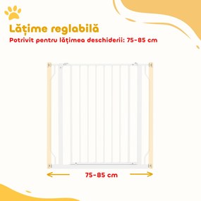 PawHut Cancel de Siguranță Larg pentru Câini, cu Ușă sub Presiune, pentru Uși, Holuri, Scări - Alb | Aosom Romania