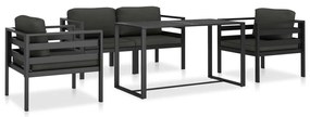 vidaXL Set mobilier de grădină cu perne, 5 piese, antracit, aluminiu