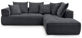 Colțar gri închis cu tapițerie din chenille (cu colț pe partea dreaptă/în formă de ”L”) Whesley – Bobochic Paris