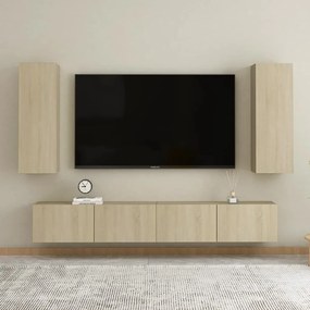 Set de dulapuri TV, 4 piese, stejar sonoma, PAL Stejar sonoma, 80 x 30 x 30 cm, 1