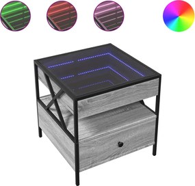 vidaXL Măsuță de cafea cu LED infinity, gri sonoma, 50x50x51 cm