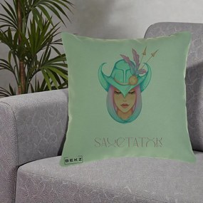 Perna Personalizata Zodiac Sagetator Cowgirl, 40x40 cm, Verde, Husa Detasabila, Perna Inclusa, BEKZ®