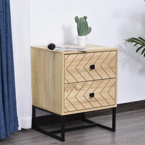 HomCom noptiera stil industrial, 2 sertare, 48x39,5x60cm | Aosom Romania