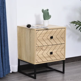 HomCom noptiera stil industrial, 2 sertare, 48x39,5x60cm | Aosom Romania