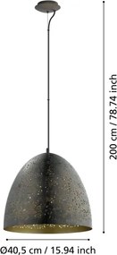 Eglo 49815 - Lampă suspendată SAFI 1xE27/60W