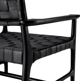 Fotoliu design LUX, Piele clasica neagra, Lemn, Tiberio