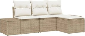 vidaXL Set de canapele pentru grădină 4 pcs Bej și crem poliratan