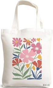 Sacosa de Panza pentru Cumparaturi, Geanta Tote Boho Style 16, 38x34.5 cm, Alba, BEKZ®