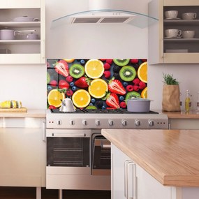 Panou Sticla Bucatarie, 60x150cm, Protectie aragaz, Antistropi, Termorezistent, Alimente, Fructe, Orange Fruit Mix