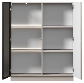 Vitrină pentru living Lorini 100 cm - cașmir / mâner negru