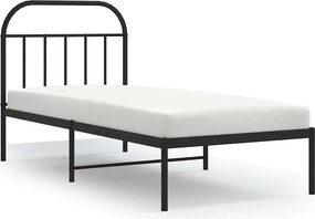 vidaXL Cadru pat metalic cu tăblie, negru, 90x200 cm
