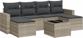 vidaXL Set canapele de grădină cu perne, 7piese gri deschis poliratan