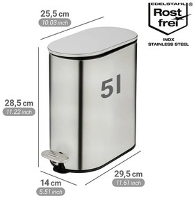 Coș de gunoi argintiu mat cu pedală din oțel inoxidabil 5 l Collungo – Wenko