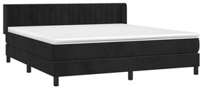 Pat box spring cu saltea, negru, 180x200 cm, catifea Negru, 180 x 200 cm, Benzi verticale