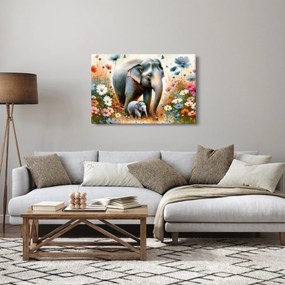 Tablou - Mama elefant, acuarelă (90x60 cm)