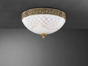 Plafoniera clasic design italian din alama, sticla 7002 RA-PL. 7002/3